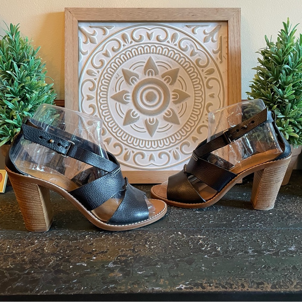 Madewell Black Leather Block Heels